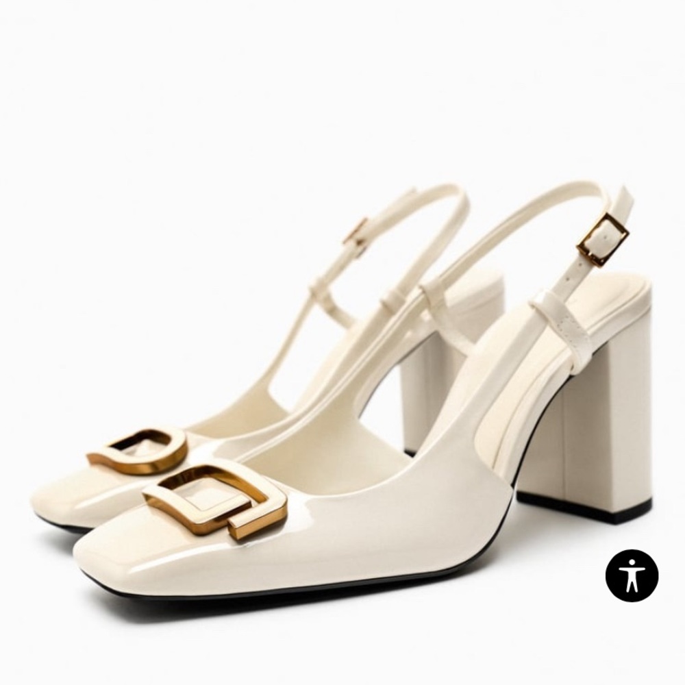 Zara squared toe slingback heel